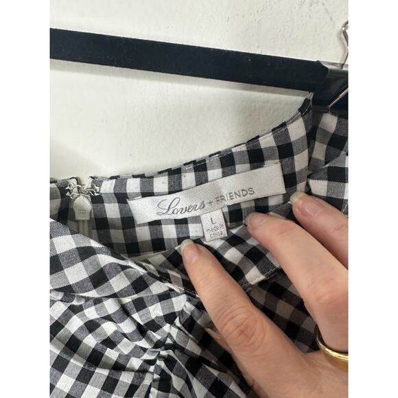 LOVERS + Friends Sassy Lisa Gingham Black White Check Ruffle Mini Skirt Large - Picture 6 of 11